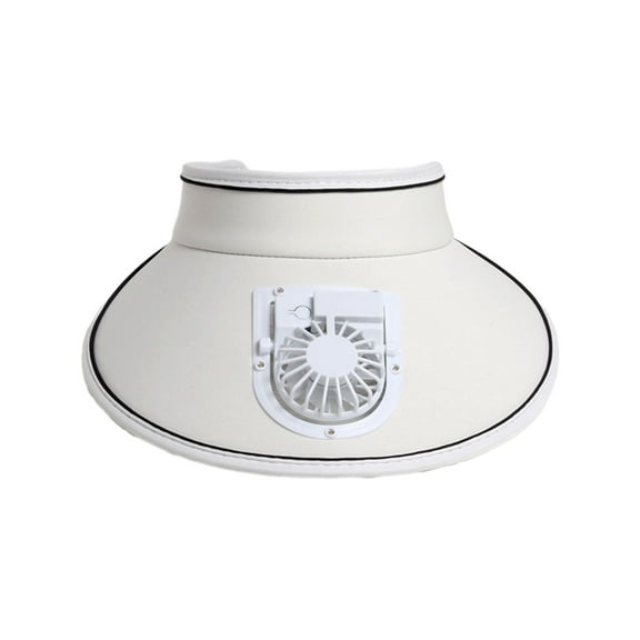 Sun Visors Hat with Fan for Women - Fan Visor Hat - Three-Speed Adjustment and Large Area Sun Protection - White