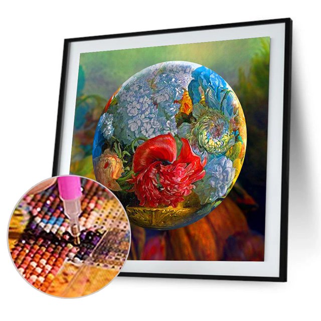 Cuadros Decorativos Kit de pintura de diamante 5D, bola de flores, taladro redondo completo, diamantes de imitación, artes de pared DIY DQrwqpou Nuevos Originales