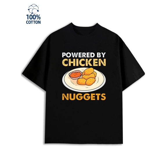 Chicken Nuggets Tee mens 180G 100% Cotton black Casual Unisex Shirt Crewneck tshirts Classic Unisex Shirt Graphic Tee tshirts Original Unisex Shirt Short Sleeve tshirts