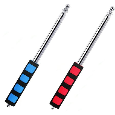 Nllkii Telescopic Flag Pole 2 Pcs - 1.2M Stainless Steel Handheld Flag Poles With 10 Clips & Lanyard, Portable For Camping, Tours, Festivals (Red & Blue)