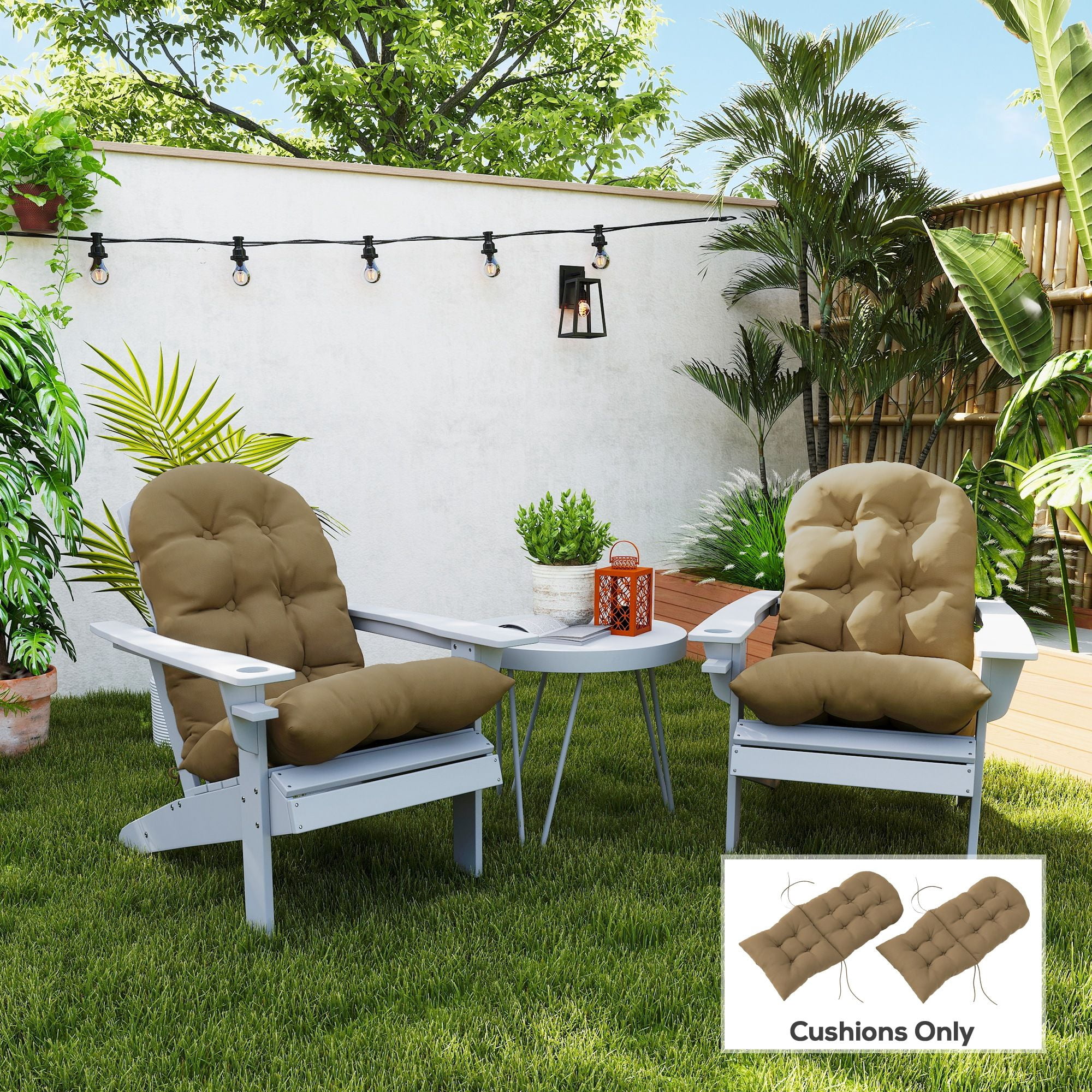 Alvantor Adirondack Chair Cushions Set of 2 High Back Patio Cushions for Adirondack Chairs, Khaki