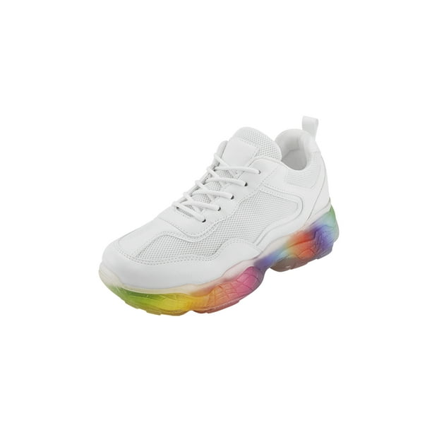 SNEAKERS COLOR BLANCO DETALLE MULTICOLOR EN SUELA CON CINTAS DE AJUSTE Mundo Terra 020207
