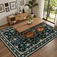 thumbnail image 5 of 6x9 Area Rugs Living Room Rug: Washable Vintage Boho Medallion Rug No Slip Stain Resistant Soft Carpet Indoor Floor Large Carpets for Bedroom Dining Room Farmhouse Nursery Hallway Home Office Black, 5 of 18