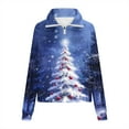 thumbnail image 6 of Women's Christmas Sweatshirt Half Zip Lapel Collar Print Long Sleeve Pullover Tops White L, 6 of 6