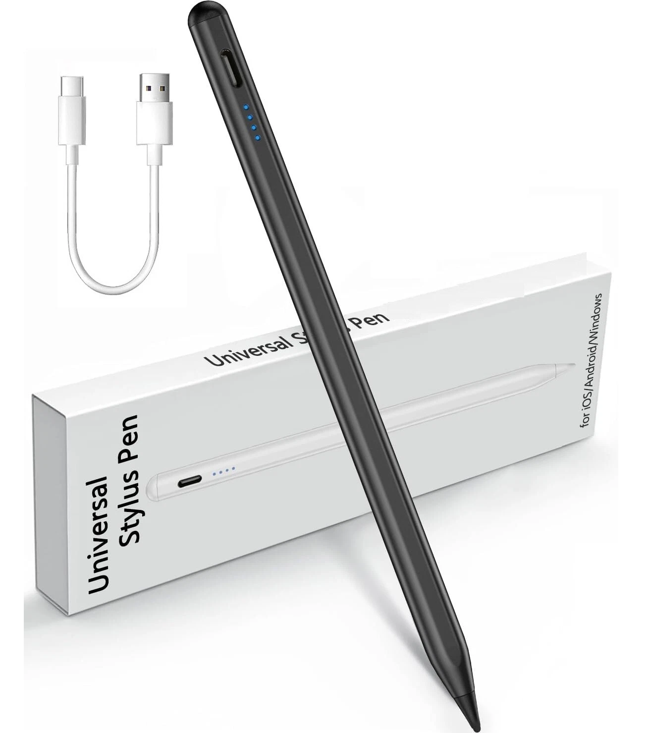 Digiroot Universal 2-in-1 Stylus Pen - Disc & Fiber Tips, 6 Replacement Tips Included, For All Touchscreens