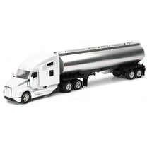 Kenworth T680 Truck White with Oil Tanker Trailer Chrome "Long Haul Trucker" Series 1/32 Diecast Model by New Ray
