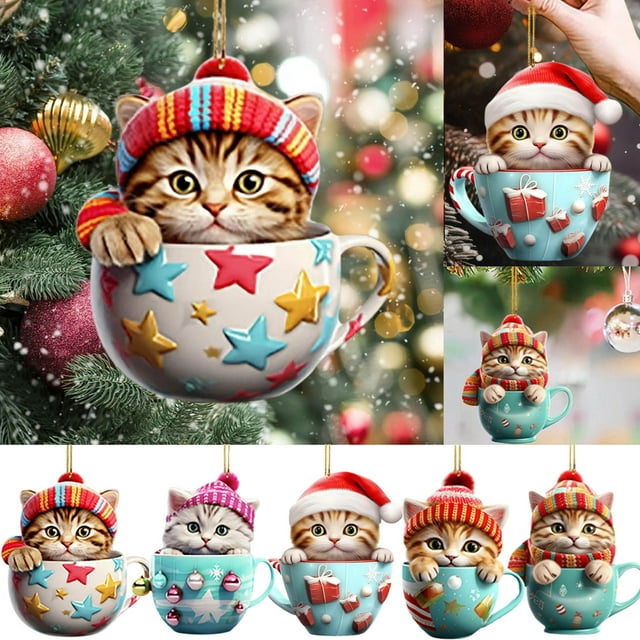 Adorno para árbol de Navidad 2024 - Colgante acrílico para árbol, coche, hogar y decoración de fiestas - 8 cm
