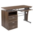 thumbnail image 3 of Rustic Walnut Desk with Three Drawer Pedestal and Pull-Out Keyboard Tray, 3 of 9