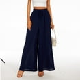 thumbnail image 6 of IDALL Wide Leg Pants Woman Lounge Pants Women Women Flowy Ruffle Solid Color Drawstring Waist Pants Baggy Pants Women'S Pants Navy XL, 6 of 6