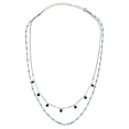 thumbnail image 2 of Simulated Turquoise Black Cubic Zirconia Charm Double Chain Necklace Sterling Silver, 2 of 3