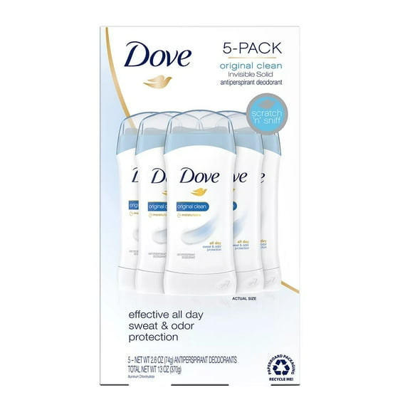 Dove Original Clean Antiperspirant Deodorant, 5 pk