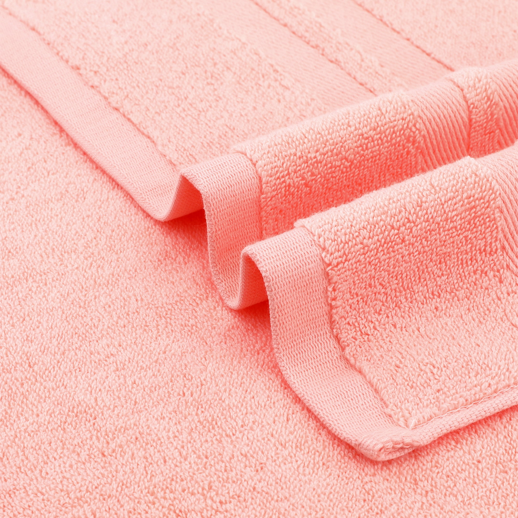 Unique Bargains Striped Hand Towels Cotton Soft Absorbent Towel Pink 2-Piece