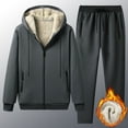 thumbnail image 2 of Timoontee Men's Winter Fleece Lined Thickened Warm Set 2 Piece Set Long Sleeve Zip Up Hoodies Drawstring Long Pants Casual Comfy Clothes with Zip Pocket Gray XXL, 2 of 6