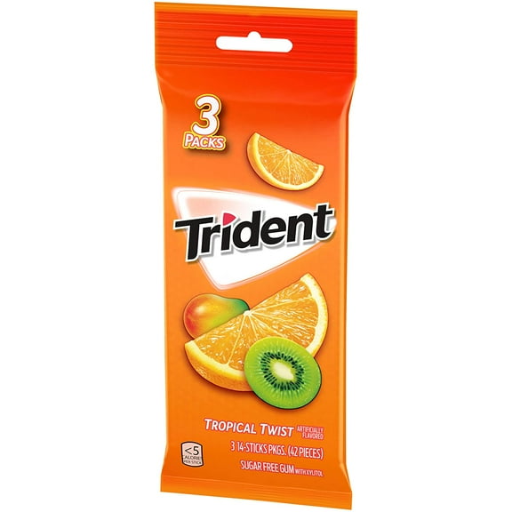 Trident Tropical Twist Sugar Free Gum, 60 Packs Of 14 Pieces (840 Total Pieces)