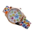 thumbnail image 6 of Hevirgo Women Flower Print Silicon Band Arabic Numerals Dial Quartz Wrist Watch, 6 of 7