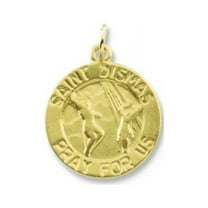 14K Gold Saint Dismas Religious Medal - Solid 14k Yellow Gold, Under 2/3" (15.0mm)