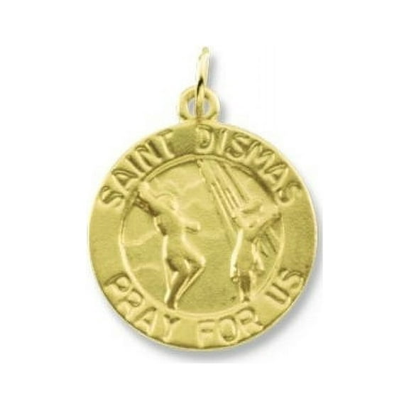 14K Gold Saint Dismas Religious Medal - Solid 14k Yellow Gold, Under 2/3" (15.0mm)