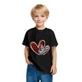 thumbnail image 2 of Fesfesfes Kids Valentine's Day Heart Print T Shirt Casual Short Sleeve Tee Round Neck Top for Boys and Girls Cute Print Design Childrens Apparel Holiday(Black#1,11-12 Years), 2 of 5