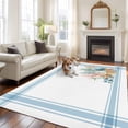 thumbnail image 2 of 5'x7' Area Rugs for Living Room Bedroom, Blue Coastal Washable Rug Carpet Runner Indoor Outdoor, Nautical Starfish Eucalyptus Leaf Coral Striped Non Slip Floor Mats Area Rug for Kitchen, Nursery, 2 of 8