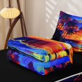 thumbnail image 5 of jejeloiu Tropical Sunset Zipper Full Size Comforter Sets with Fitted Sheet and 2 Pillowcases For Girls,Beach Palm Print Zipper Bedding Set,Multicolor,Black Reversible,4 Pieces, 5 of 7
