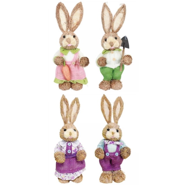 Estatuas de Jardín Conejo de Pascua de paja 4x perfecl Conejo de Pascua de paja