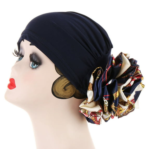 UDIYO Turban Cap Leopard Cloth Flower Headgear Brimless Pure Color Scarf Hat for Spa