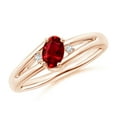 thumbnail image 1 of Angara Natural Ruby Ring - Prong-Set Ruby and Diamond Split Shank Ring in 14K Rose Gold for Women (Ring Size = 10), 1 of 12