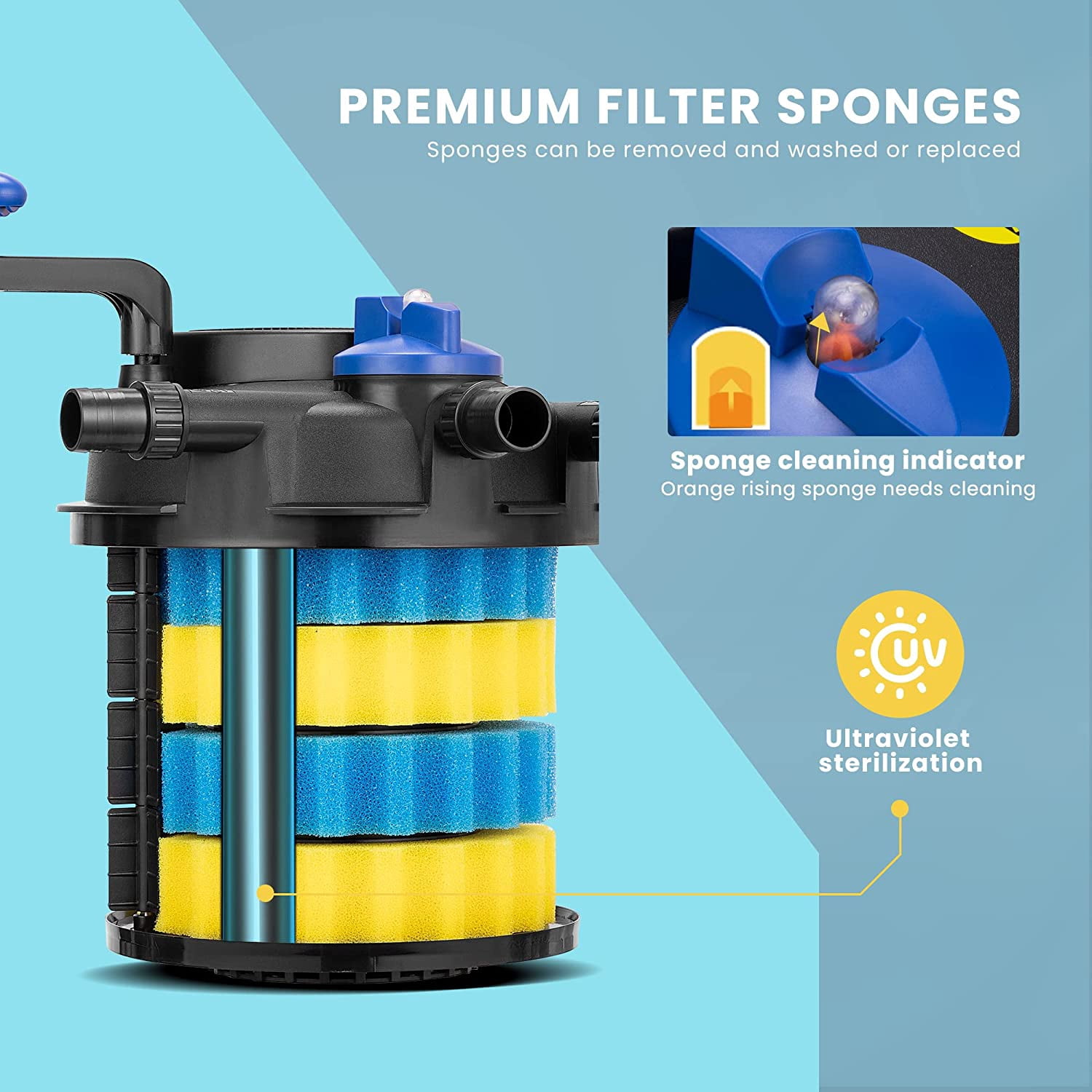 VIVOHOME Pressurized Biological Pond Filter with 13-Watt UV Light, up to 2100 Gallons