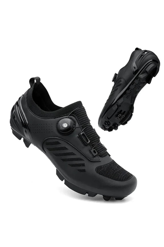 New Men's Cycling Shoes Unisex Road & Mountain Bike Sneakers Nonslip Racing Shoes for Outdoor Adventures (Black,45)