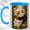 Blue, variant on Woodland Cat Trio Coffee Mug, Forest Pet Mug, Ceramic 11 oz