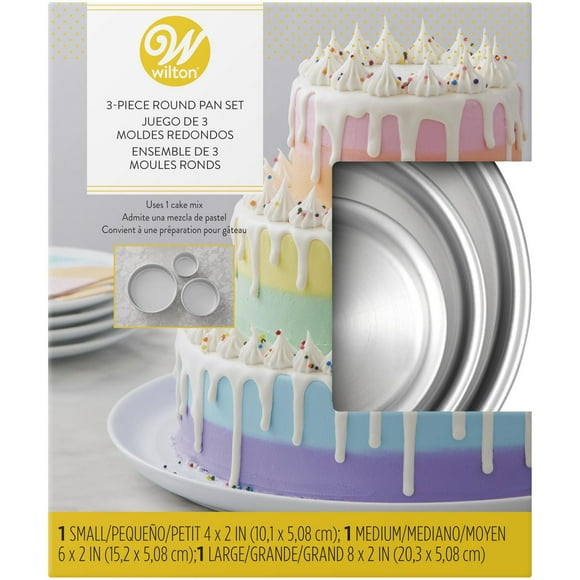 Wilton Aluminum 3-Tier Round Cake Pan Set, Aluminum Pan Set, 3-Piece