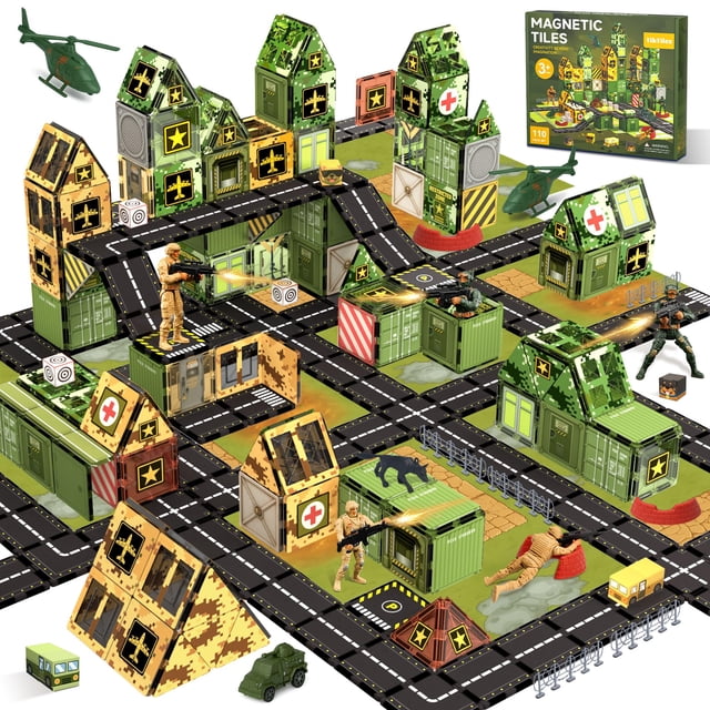 Bloques Magnéticos TikTiles TKMT 110 Piezas Militar STEM