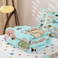 thumbnail image 5 of Manfei Kawaii Puppy Collage Zipper Twin Comforter Sets with Fitted Sheet and 2 Pillowcases, Spring Daisy Zipper Bedding Set, Mint Cyan, Polkadot Reversible, 4pcs, 5 of 7