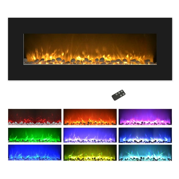 Northwest 50-inch Wall Mounted Electric Fireplace with Remote (Black)