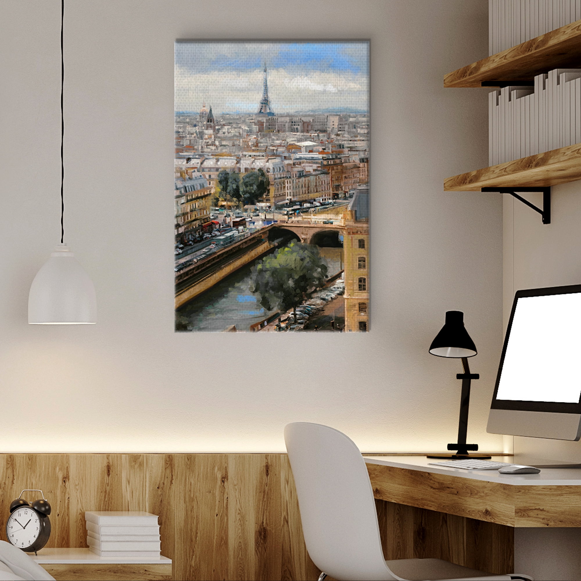 Fine Art Canvas Daybreak Paris Skyline by Studio Arts Canvas Art Print