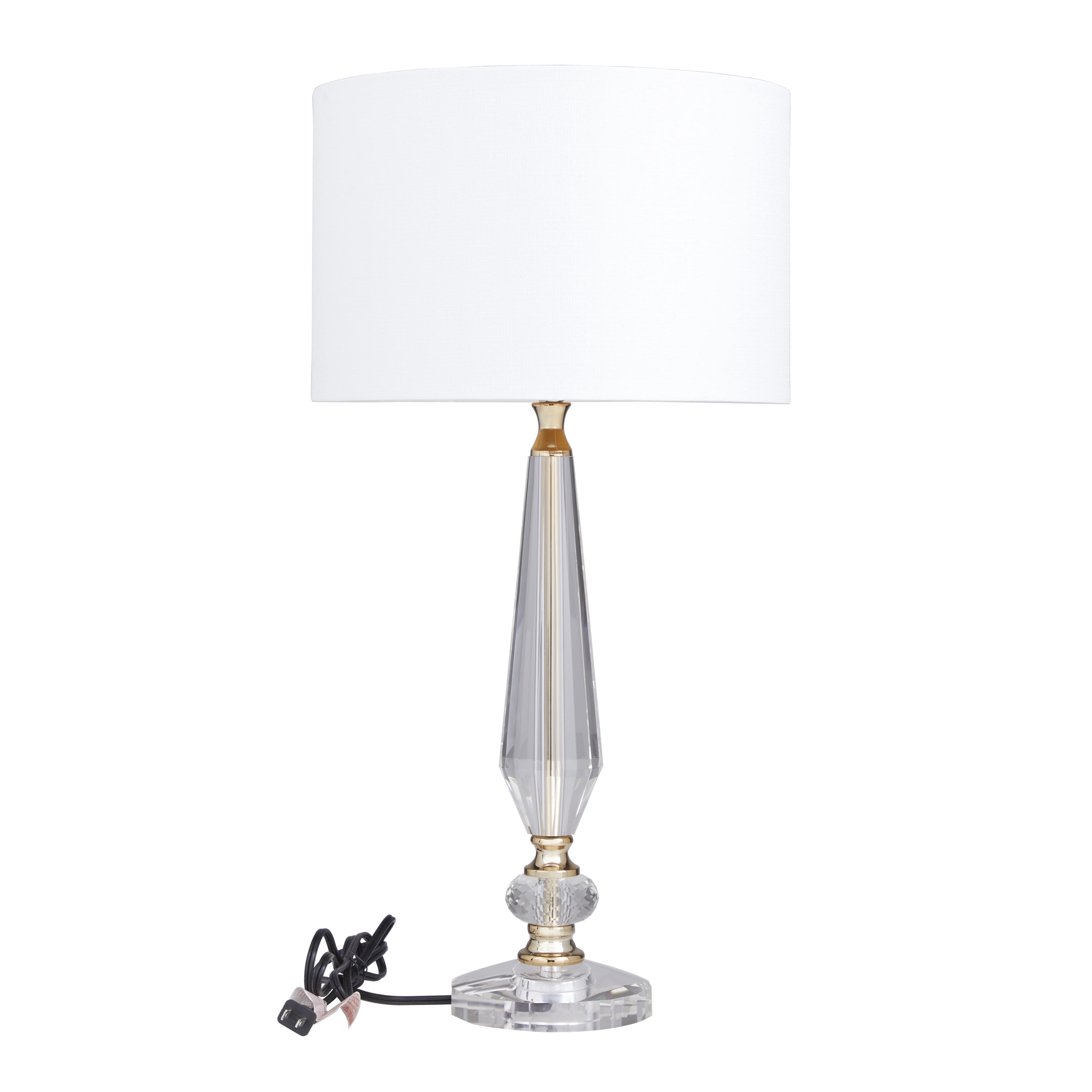 DecMode 27" Clear Buffet Lamp with Cream Linen Shade