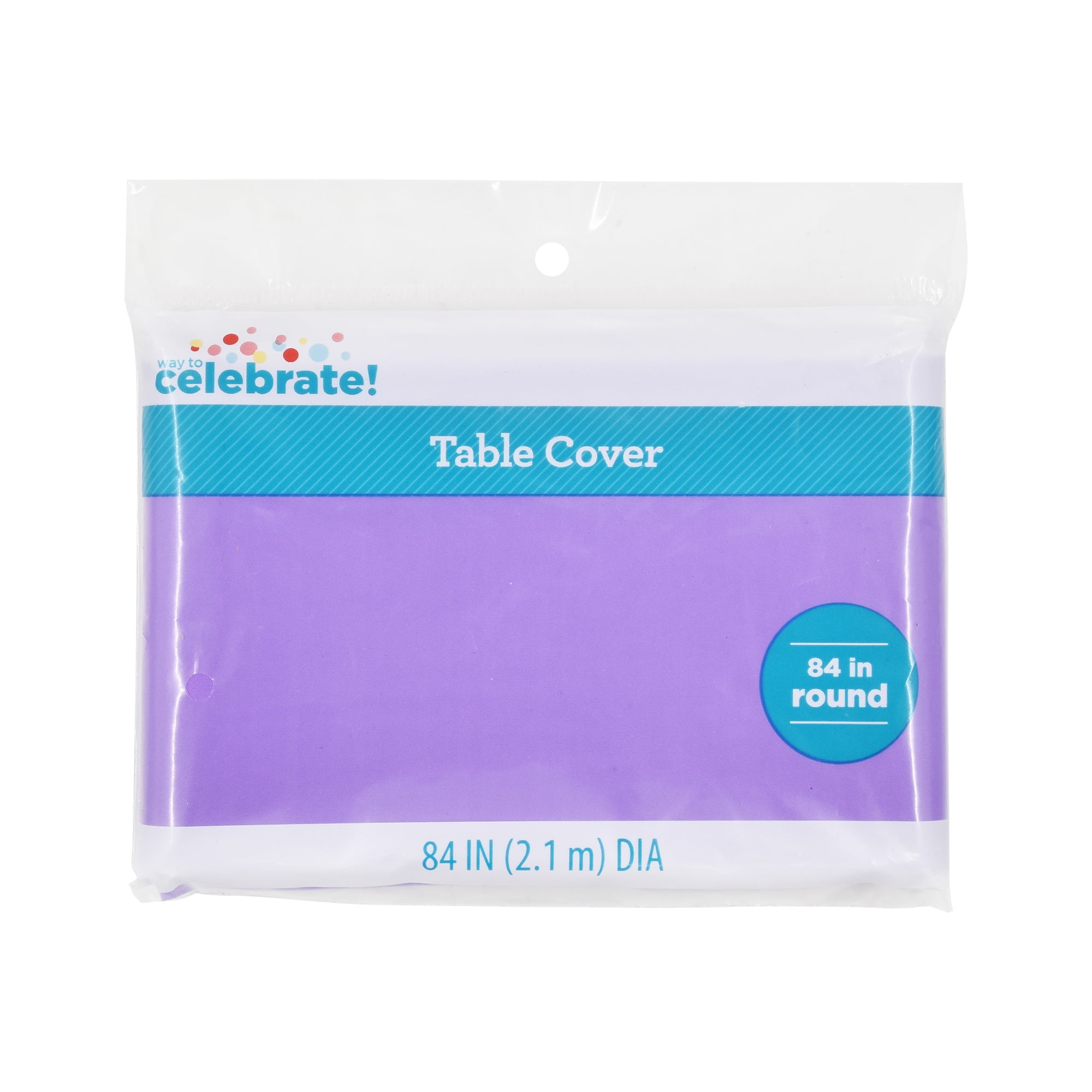 Way To Celebrate Round Plastic Table Cover, Purple, 84 in