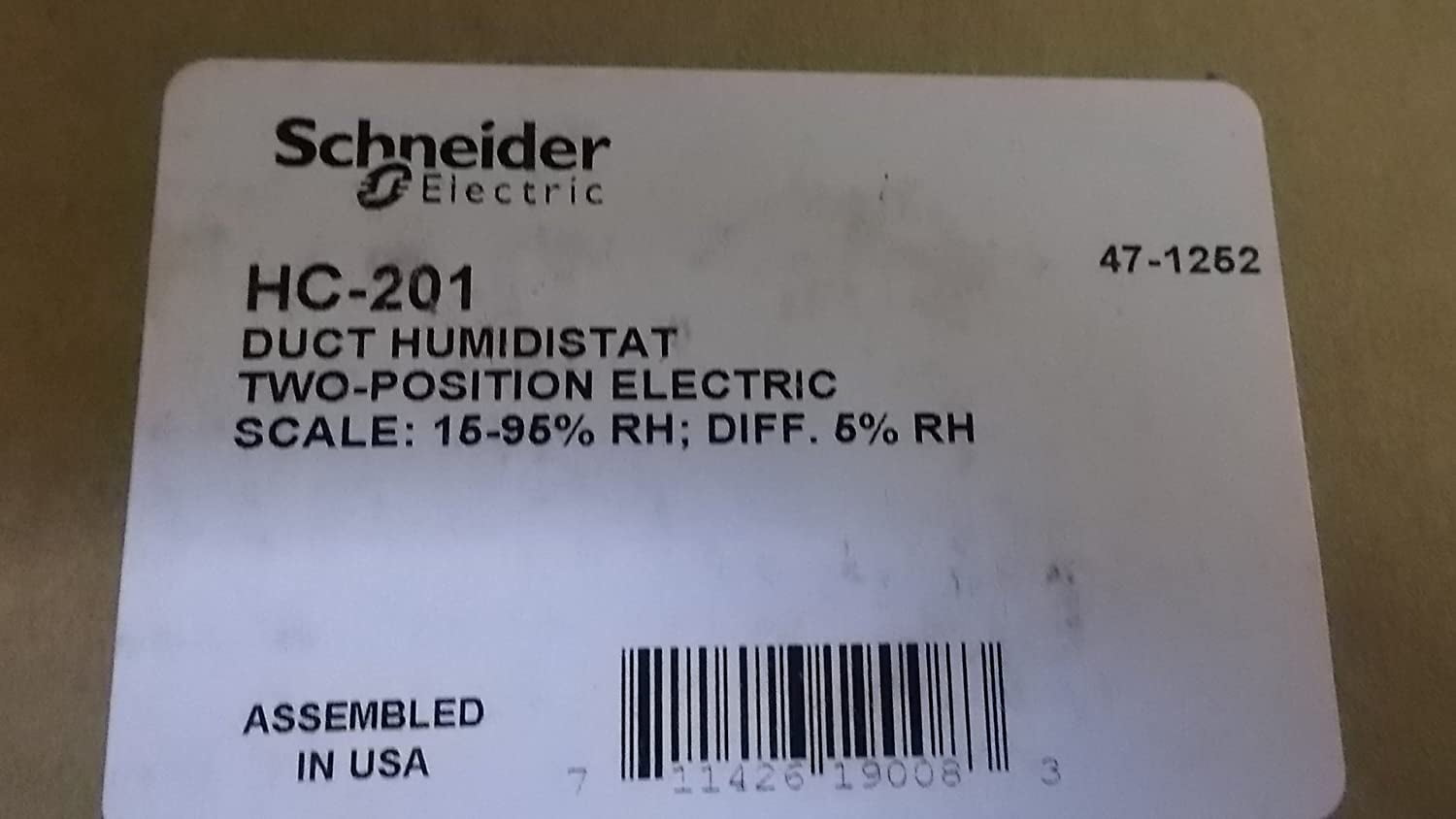 Schneider Electric HC-201 - Duct Mount Humidistat (24/120/240V)