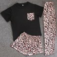 thumbnail image 4 of Conjunto De Pijama De Cuello Redondo, Conjunto De Pijama Con Estampado De Leopardo, Fibra De Poliéster Elástica, Lavable A Máquina Para Mujeres Para Dormir, 4 of 6