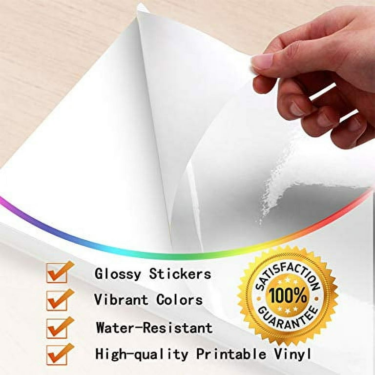Stampcolour Premium Printable Vinyl Sticker Paper,Glossy White  Self-Adhesive, Decal Paper,Dries Quickly Vivid Colors,Tear Resistant - for  Any Epson HP