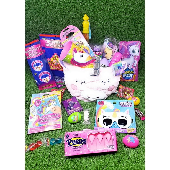 Happy Birthday Gift Set All Things Unicorn Easter Valentine Basket Baskets Bucket Bubbles Holiday Goodie Bag Assorted Toys and Candy