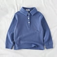 thumbnail image 2 of NOLDARES Toddler Boys' School Uniform Long Sleeve Polo Shirt, Button Closure, Comfortable, Breathable Fabric(Dark Blue,4-5 Years), 2 of 4