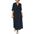 thumbnail image 1 of RKSTN Robes d'Automne pour Femmes 2023 Mode Col Rabattu Robe Ample et Confortable Manches Longues Robe Maxi Unie avec Boutons, 1 of 6