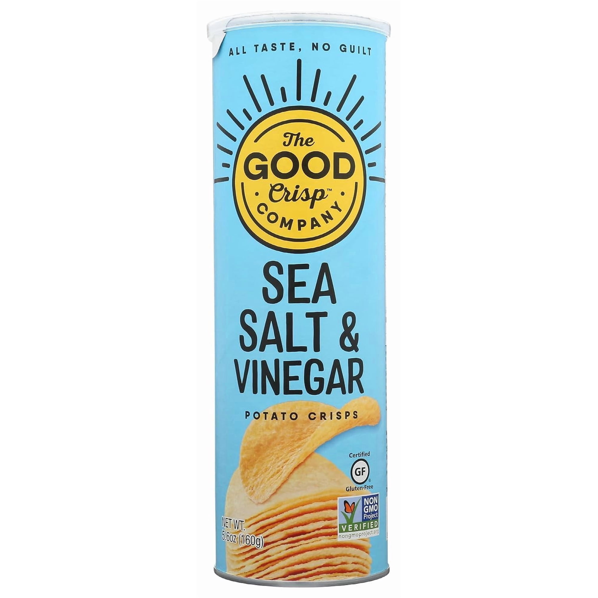 The Good Crisp Company Sea Salt & Vinegar Potato Crisps 8 x 160g Multipack - Gluten-Free No Artificial Flavours Or Colours Certified Gluten-Free Snack Resealable Tubes Family Sharing Pack