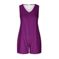thumbnail image 6 of Lenpel Rompers for Women Casual V Neck Sleeveless Solid Color Loose Jumpsuits Summer Short Overalls with Pockets, 6 of 7