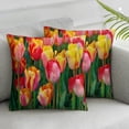 thumbnail image 2 of JEUXUS Living Bouquet of Tulips Throw Pillow Cover 2-Pack Short Plush Pillowcase White, 2 of 6
