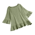 thumbnail image 5 of Womens Spring and Summer Lace Stitching Round Neck Solid Color Bottom T-Shirt Hollow Top, 5 of 7