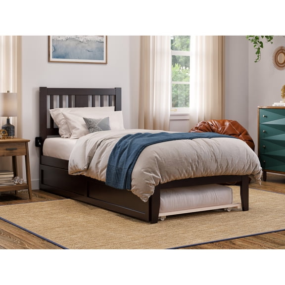 AFI Tahoe Solid Wood Twin XL Platform Bed with Twin XL Trundle in Espresso