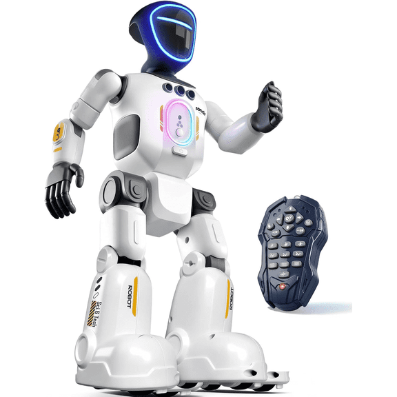 JoyStone Robot Toy for Kids, Programmable RC Robot with Voice Recording & Playback, Gesture Control, LED Lights, Walking Dancing, Interactive STEM Toy Gift for Boys Girls