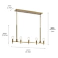 thumbnail image 4 of 5 Light Linear Chandelier in Art Deco Style-21.25 inches Tall and 2.75 inches Wide-Brushed Natural Brass Finish Bailey Street Home 147-Bel-4436012, 4 of 4